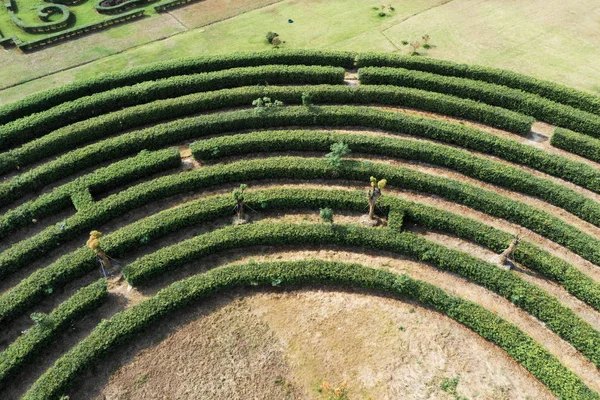 Vista Aérea Jardim Labirinto Verde — Fotografia de Stock