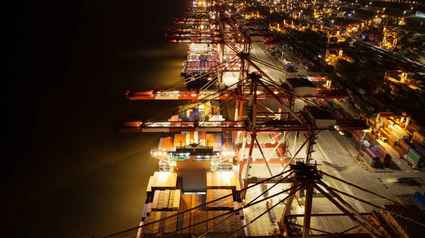 Container Navio Exportação Importação Negócios Logística Transporte Carga Para Porto — Fotografia de Stock