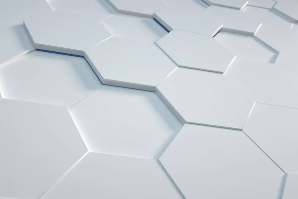 Fondo Hexagonal Blanco Renderizado — Foto de Stock