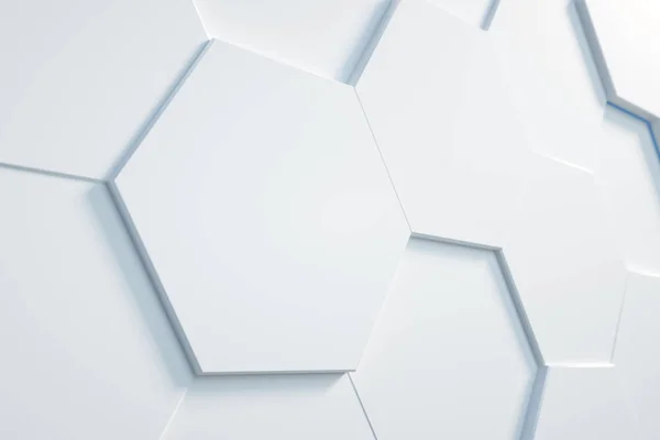 Fehér Hexagonális Háttér Render — Stock Fotó