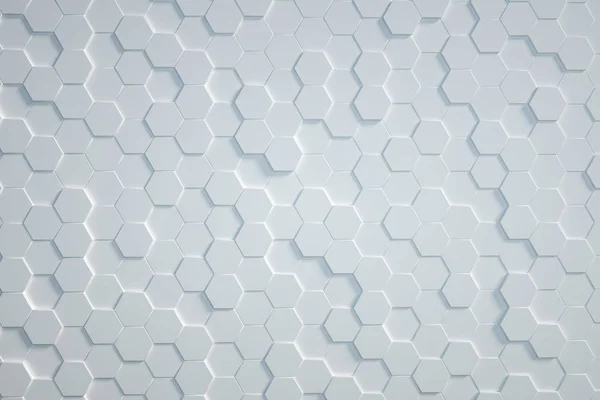 Fundo Hexagonal Branco Renderização — Fotografia de Stock