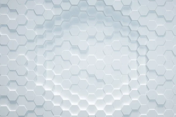 Fondo Hexagonal Blanco Renderizado — Foto de Stock