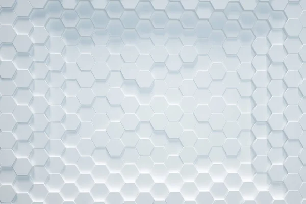 Fundo Hexagonal Branco Renderização — Fotografia de Stock