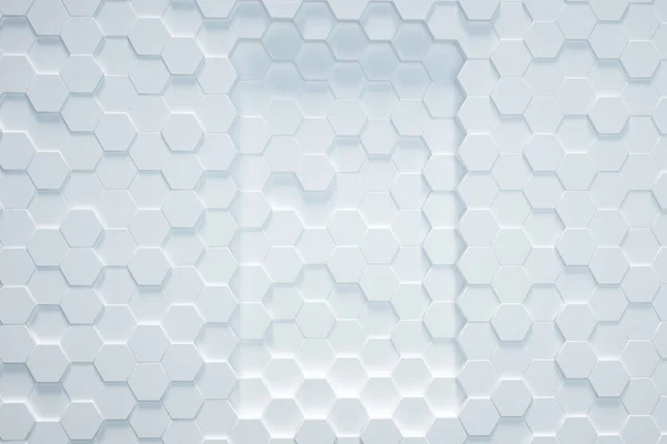 Fondo Hexagonal Blanco Renderizado — Foto de Stock