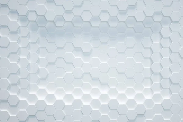 Fundo Hexagonal Branco Renderização — Fotografia de Stock