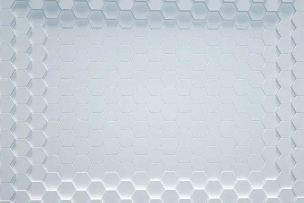 Fundo Hexagonal Branco Renderização — Fotografia de Stock