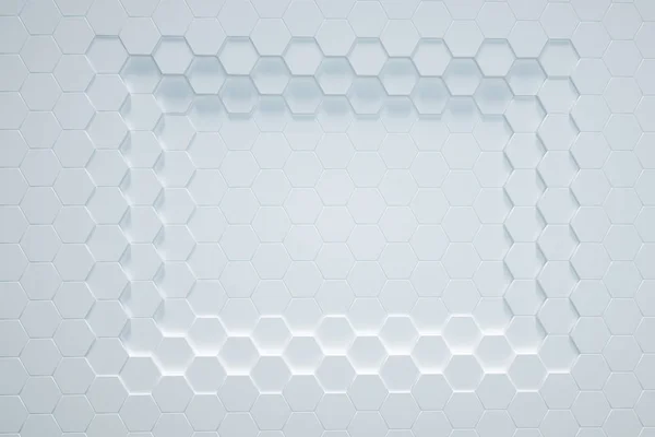 Fondo Hexagonal Blanco Renderizado — Foto de Stock