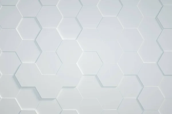 Fundo Hexagonal Branco Renderização — Fotografia de Stock