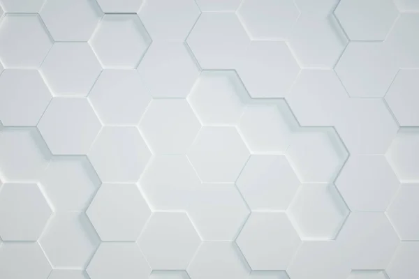 Fundo Hexagonal Branco Renderização — Fotografia de Stock