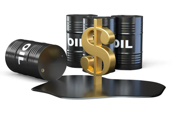 Barriles Petróleo Con Símbolo Dólar Render —  Fotos de Stock
