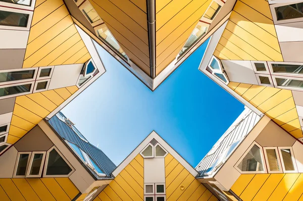 Mooi Beeld Van Gele Kubus Huis Rotterdam Nederland — Stockfoto