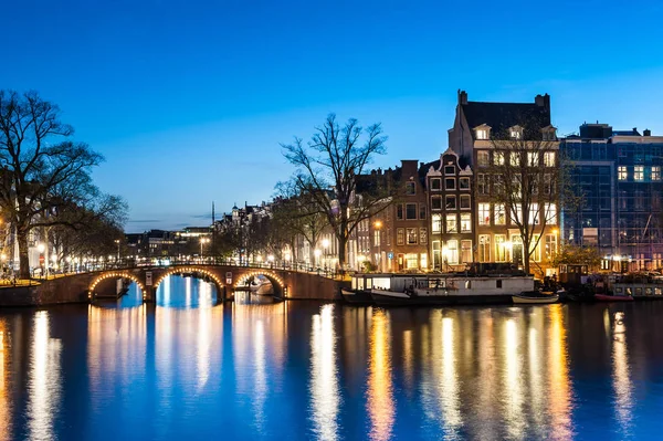 Weergave Van Amsterdam Bij Nacht Nederland — Stockfoto