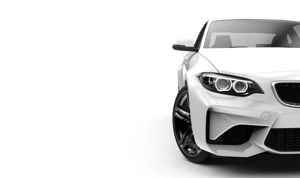 Beyaz arka plan 3d çizim üzerinde genel ve brandless moder araba önden görünümü