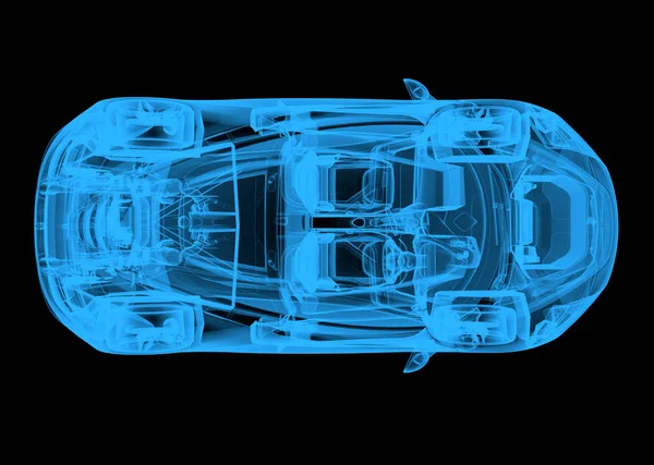 Вид Зверху Синій Автомобіль Чорному Тлі Ілюстрація — стокове фото