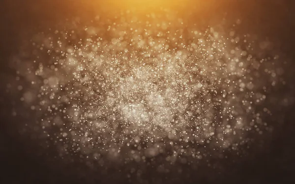 Abstract gold particles on an orange background. 3D illustration