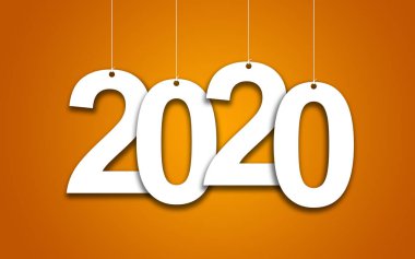 Turuncu bir arka plan üzerinde yeni yıl 2020: 3d çizim