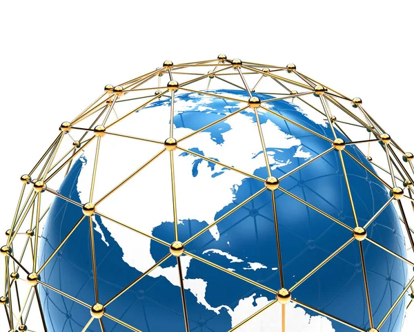 Planet White Background Global Connection Illustration — Stock Photo, Image