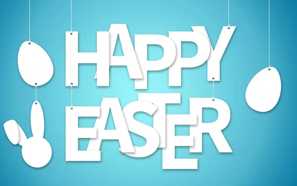 Happy Easter Text Hanging Ropes Illustration — Stock Photo, Image