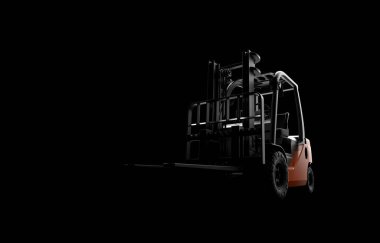 Forklift siyah bir arka plan üzerinde