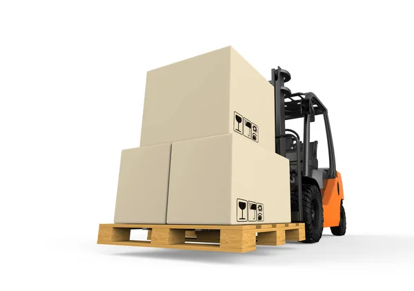Forklift with boxes isolated on white — Stock Photo, Image
