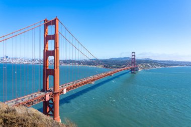 San Francisco 'daki ünlü Golden Gate Köprüsü' nün güzel manzarası..
