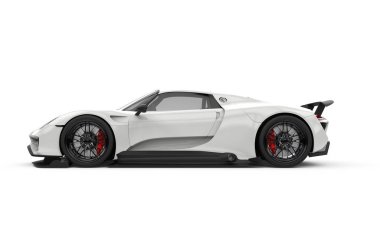 Genel markasız beyaz güçlü spor araba, 3 boyutlu illüstrasyon