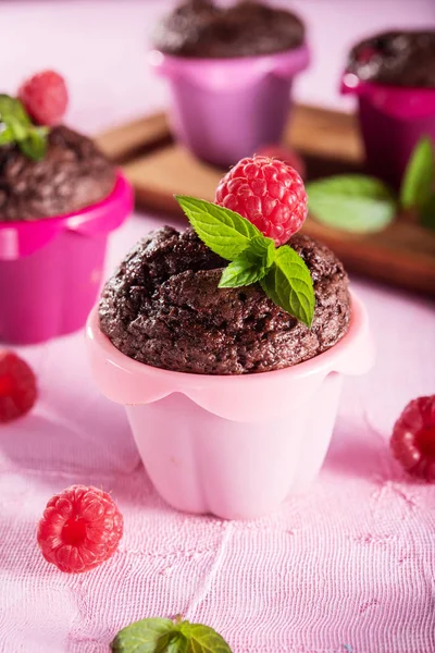 Cupcake Chocolat Sucré Sur Fond Rose — Photo