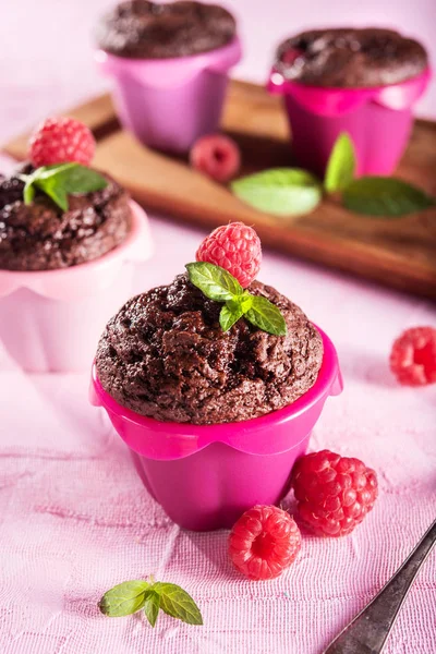 Cupcake Chocolat Sucré Sur Fond Rose — Photo