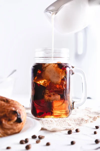 Cold brew coffee on white background