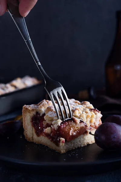 Delicioso Bolo Ameixa Crumble — Fotografia de Stock