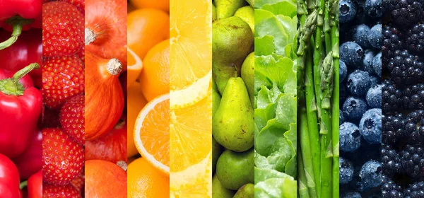 Hintergrund Gesunder Veganer Ernährung Obst Und Gemüse Zehn Bilder Von — Stockfoto
