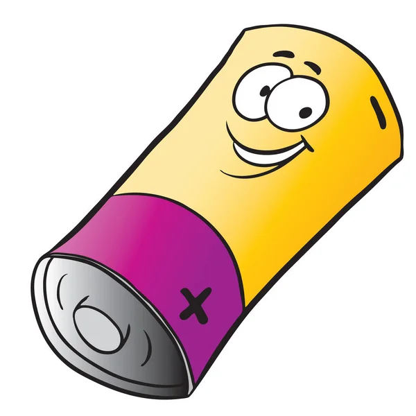 Lustige Cartoon Batteriefigur Lächelt — Stockvektor