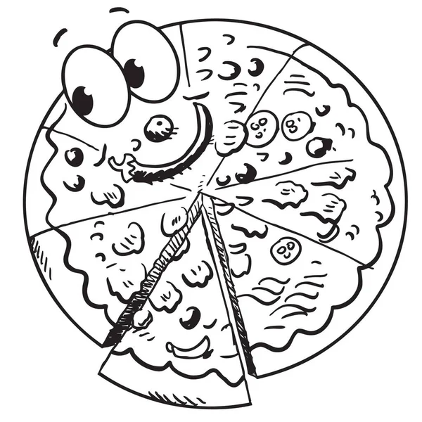 Divertente Personaggio Della Pizza Cartone Animato — Vettoriale Stock