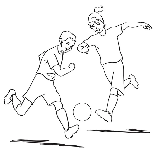 Des Enfants Qui Jouent Foot Concept Sport Loisirs — Image vectorielle