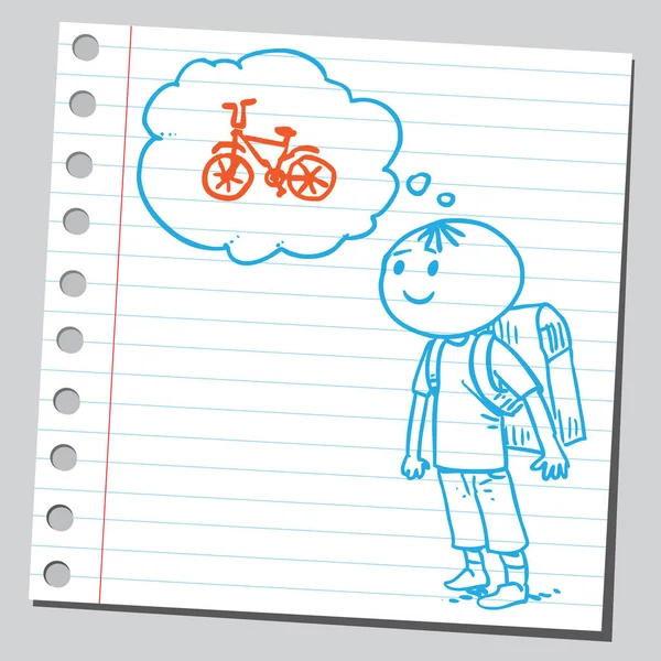 Школьники Думают Велосипеде — стоковый вектор