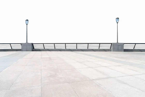 Plancher Vide Balustrades Isolées Sur Blanc Avec Chemin Coupe — Photo