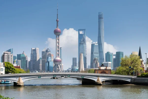 Krásné Šanghaj Panoramata Řece Čou Čína — Stock fotografie