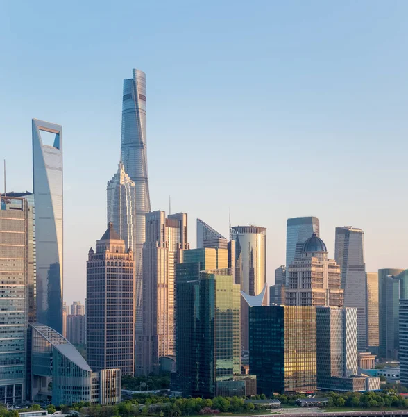 Современное Здание Крупным Планом Финансовом Центре Шанхая Высокий Угол Зрения — стоковое фото