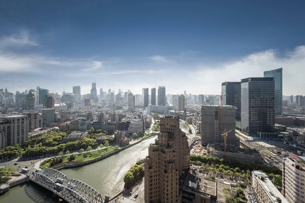 Shanghai Cityscape High Angle View Beautiful Scenery Both Sides Suzhou — Stock Photo, Image