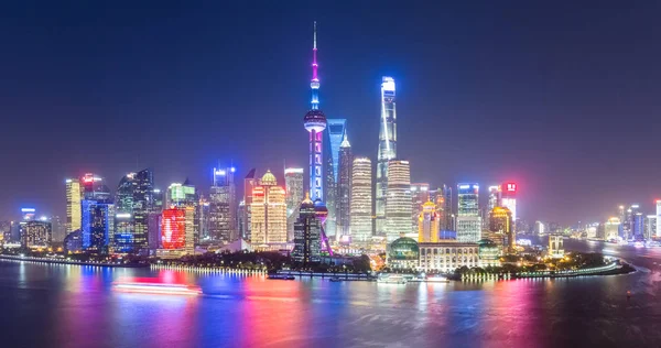 Krásná Okouzlující Šanghaj Panorama Noci — Stock fotografie