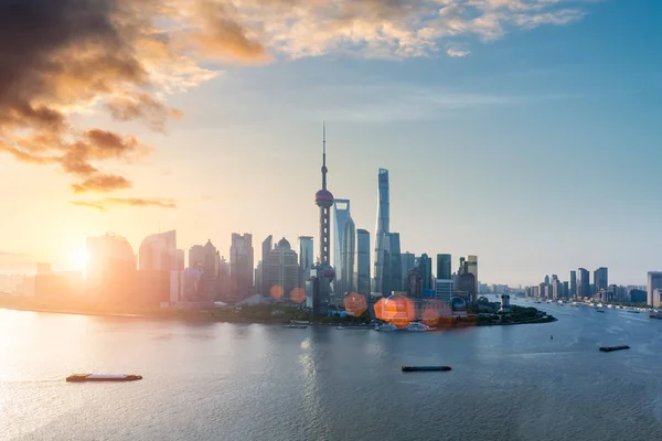 Modern Shanghai Skyline Met Mooie Ochtend Gloed China — Stockfoto