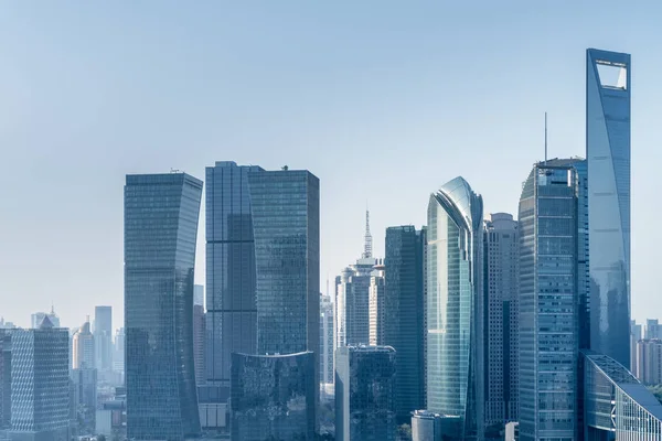 Modern Architecture Shanghai Pudong Financial Center Closeup Morning — Stock Photo, Image