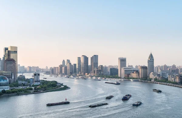 Paisagem Shanghai Rio Huangpu Curva Manhã — Fotografia de Stock