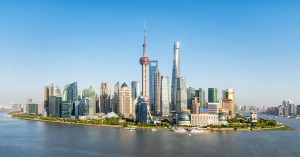 Cityscape Shanghai Pudong Manzarası Güzel Panoramik Manzaralı — Stok fotoğraf