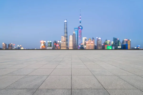 空床と魔法上海スカイライン 抽象的な街並みの背景 — ストック写真