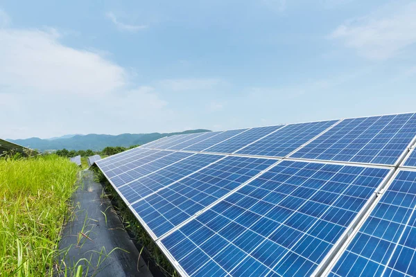 Solar Panels Closeup Renewable Energy Hillside — Stock Photo, Image