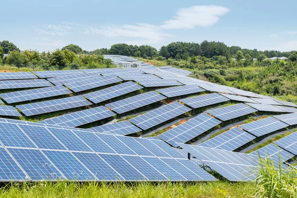 Paneles Solares Ladera Fondo Energía Renovable — Foto de Stock