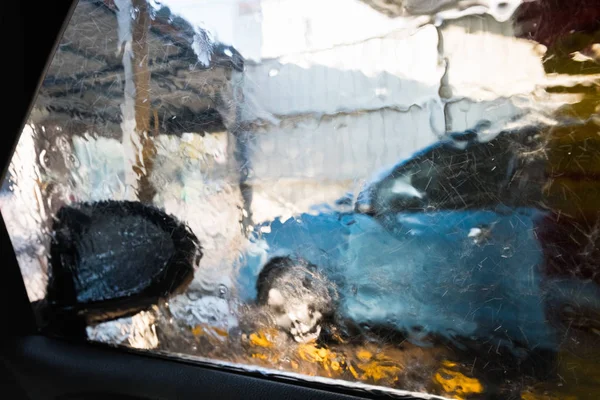 Lavage Automatique Voiture Brosse Une Vue Intérieur — Photo