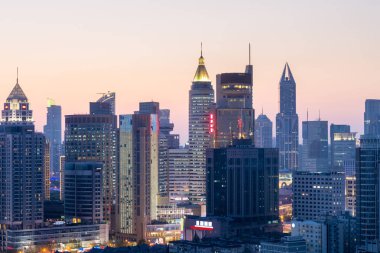 alacakaranlık, güzel cityscape ve manzarası bina modern Şanghay 