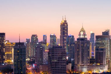 güzel gece sahne cityscape ve manzarası içinde Şanghay